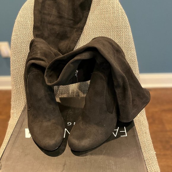 Black Suede Over The Knee Boots - Picture 1 of 10